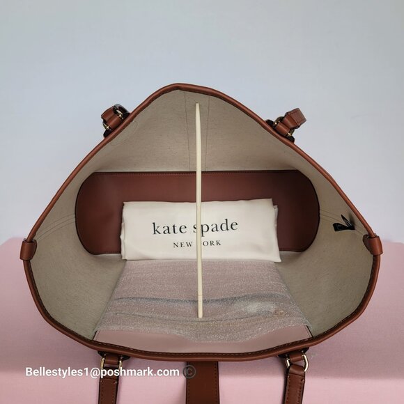 KATE SPADE Spade-Flower Jacquard and Leather Medium Open Tote- Burgundy Multi⭐ - Picture 13 of 16